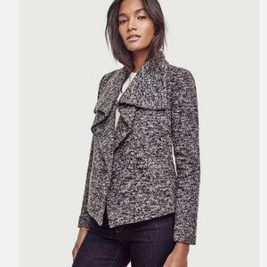Ann Taylor Draped Open Front Knit Boucle Jacket